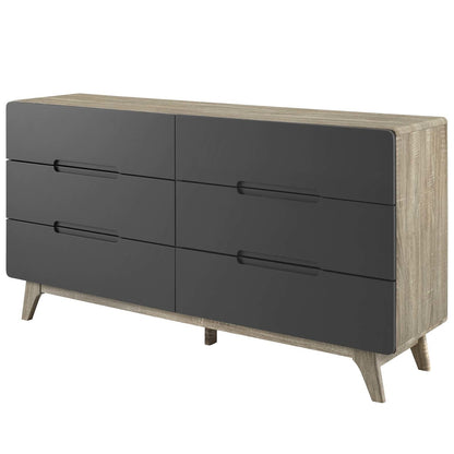 Origin Six-Drawer Wood Dresser or Display Stand, Wood, Grey Gray Natural 15574