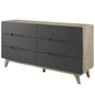 Origin Six-Drawer Wood Dresser or Display Stand, Wood, Grey Gray Natural 15574