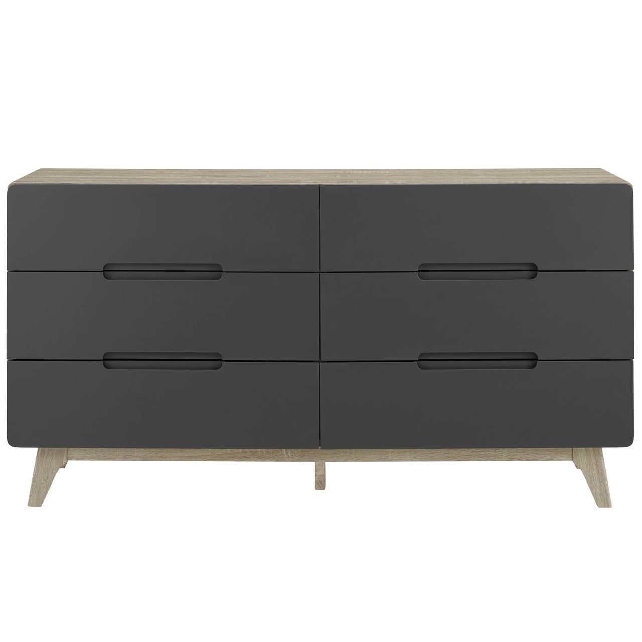 Origin Six-Drawer Wood Dresser or Display Stand, Wood, Grey Gray Natural 15574