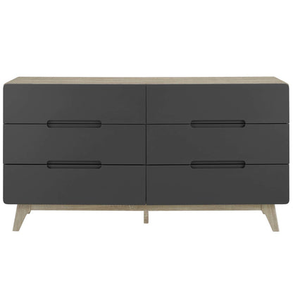 Origin Six-Drawer Wood Dresser or Display Stand, Wood, Grey Gray Natural 15574