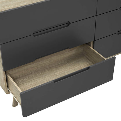 Origin Six-Drawer Wood Dresser or Display Stand, Wood, Grey Gray Natural 15574