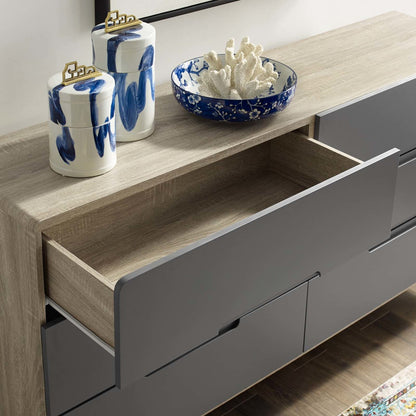 Origin Six-Drawer Wood Dresser or Display Stand, Wood, Grey Gray Natural 15574