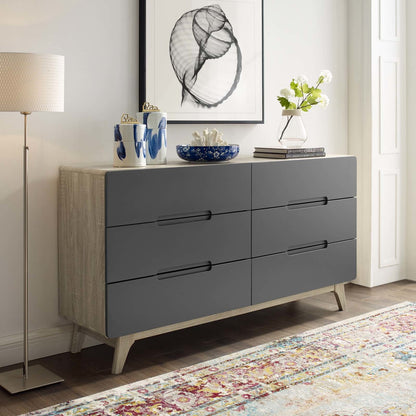 Origin Six-Drawer Wood Dresser or Display Stand, Wood, Grey Gray Natural 15574