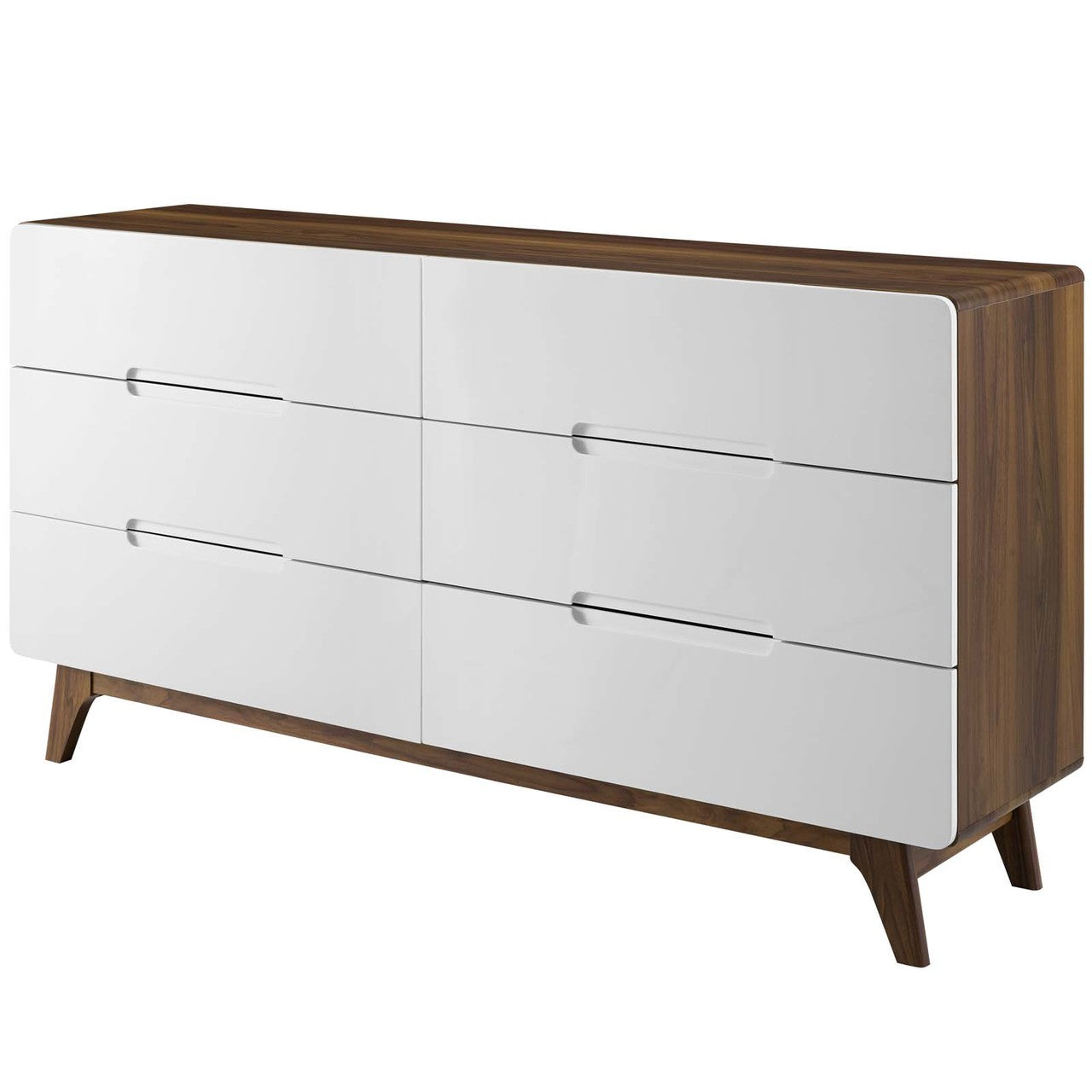 Origin Six-Drawer Wood Dresser or Display Stand, Wood, Natural Brown White 15575