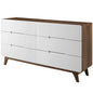 Origin Six-Drawer Wood Dresser or Display Stand, Wood, Natural Brown White 15575