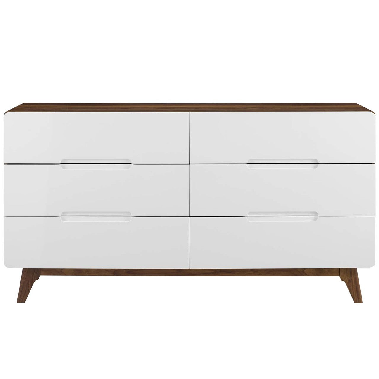 Origin Six-Drawer Wood Dresser or Display Stand, Wood, Natural Brown White 15575