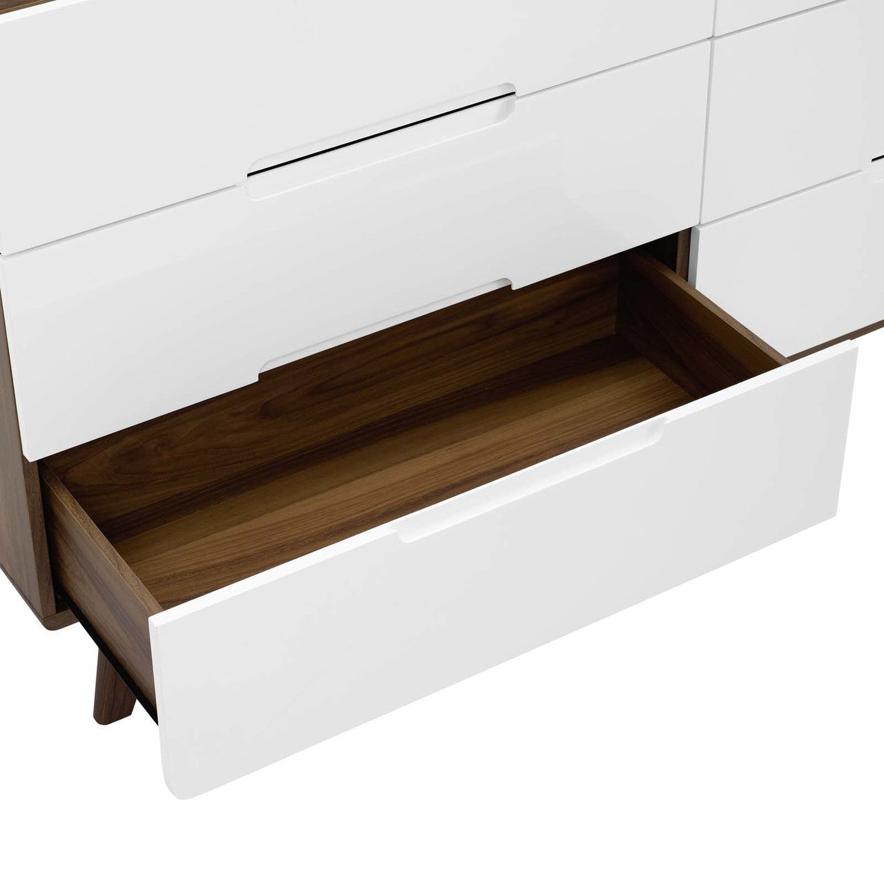 Origin Six-Drawer Wood Dresser or Display Stand, Wood, Natural Brown White 15575