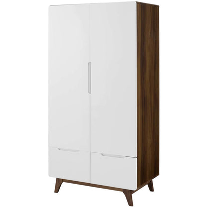 Origin Wood Wardrobe Cabinet, Wood, Natural Brown White 15577