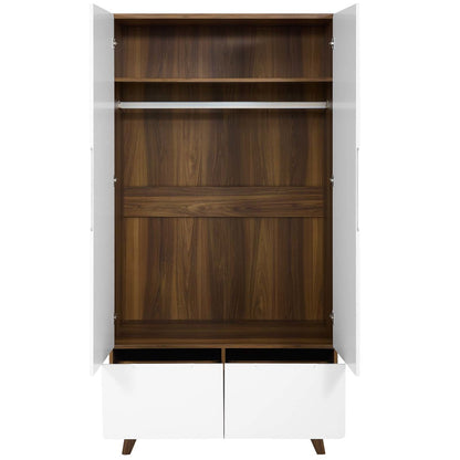 Origin Wood Wardrobe Cabinet, Wood, Natural Brown White 15577