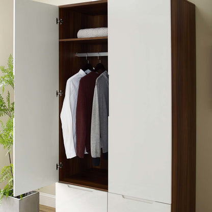Origin Wood Wardrobe Cabinet, Wood, Natural Brown White 15577