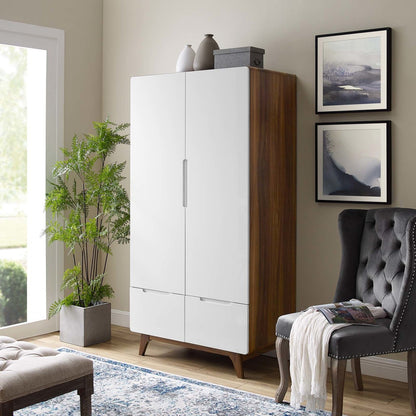 Origin Wood Wardrobe Cabinet, Wood, Natural Brown White 15577