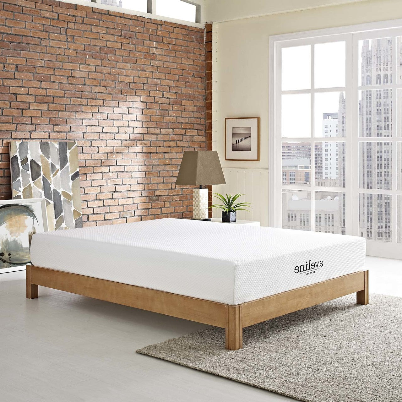 Aveline 10" California King Gel Memory Foam Mattress, King Size, Fabric, White, 15110
