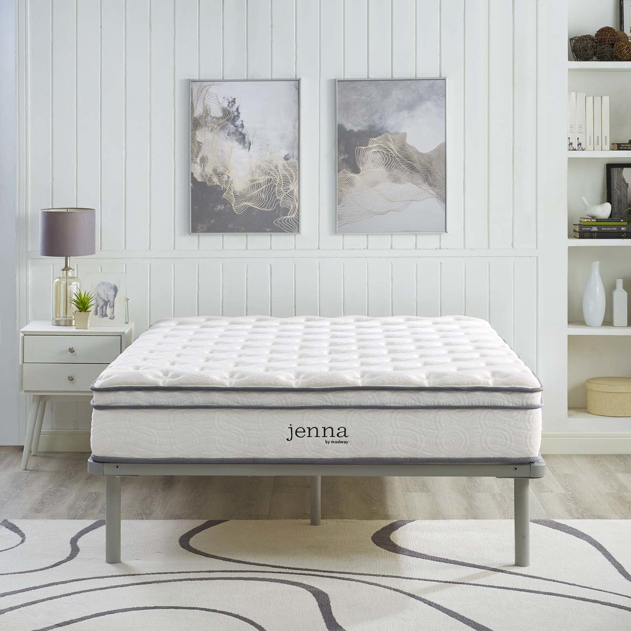 Jenna 10" California King Innerspring Mattress, , Fabric, White, 15578