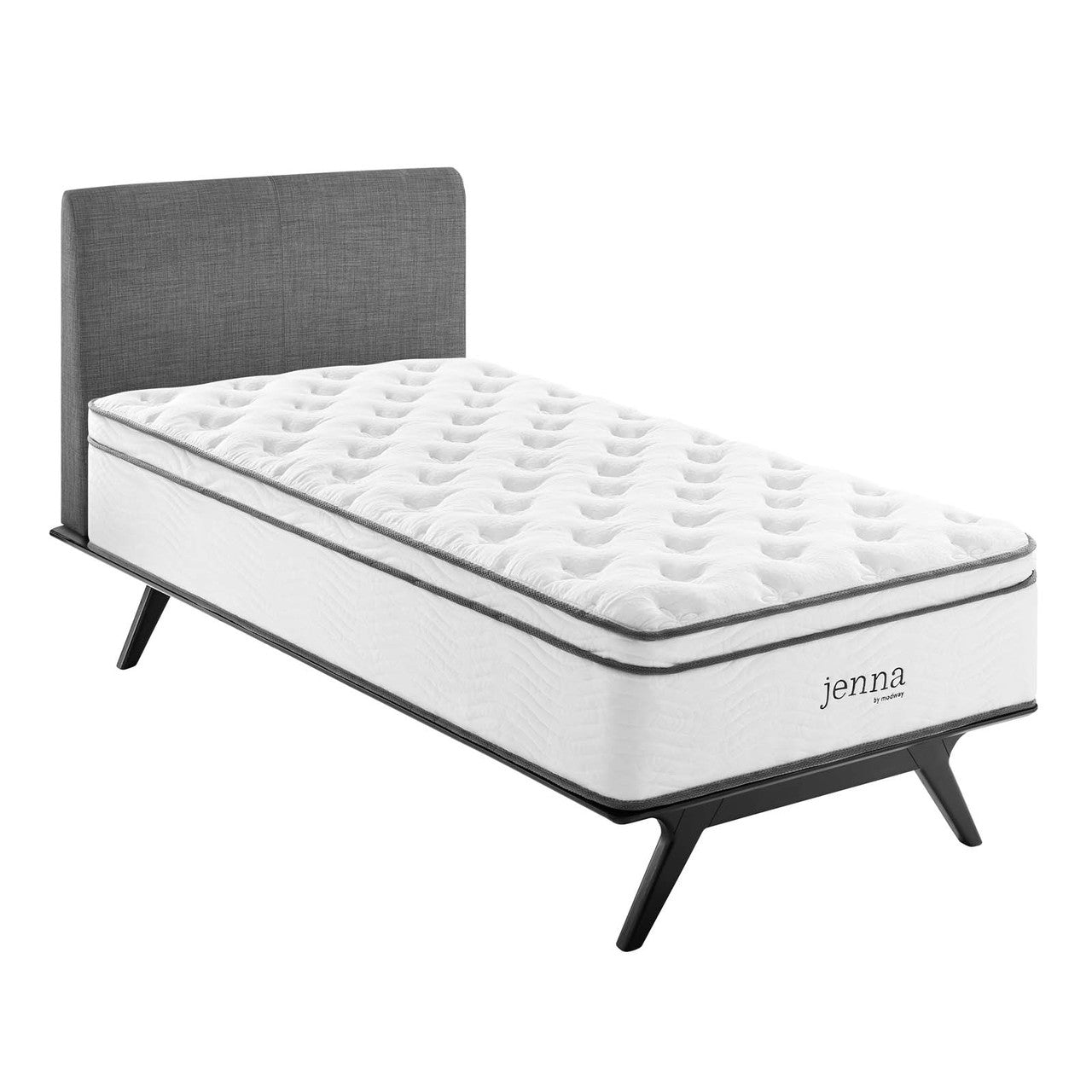 Jenna 14" Twin Innerspring Mattress, , Fabric, White, 15581