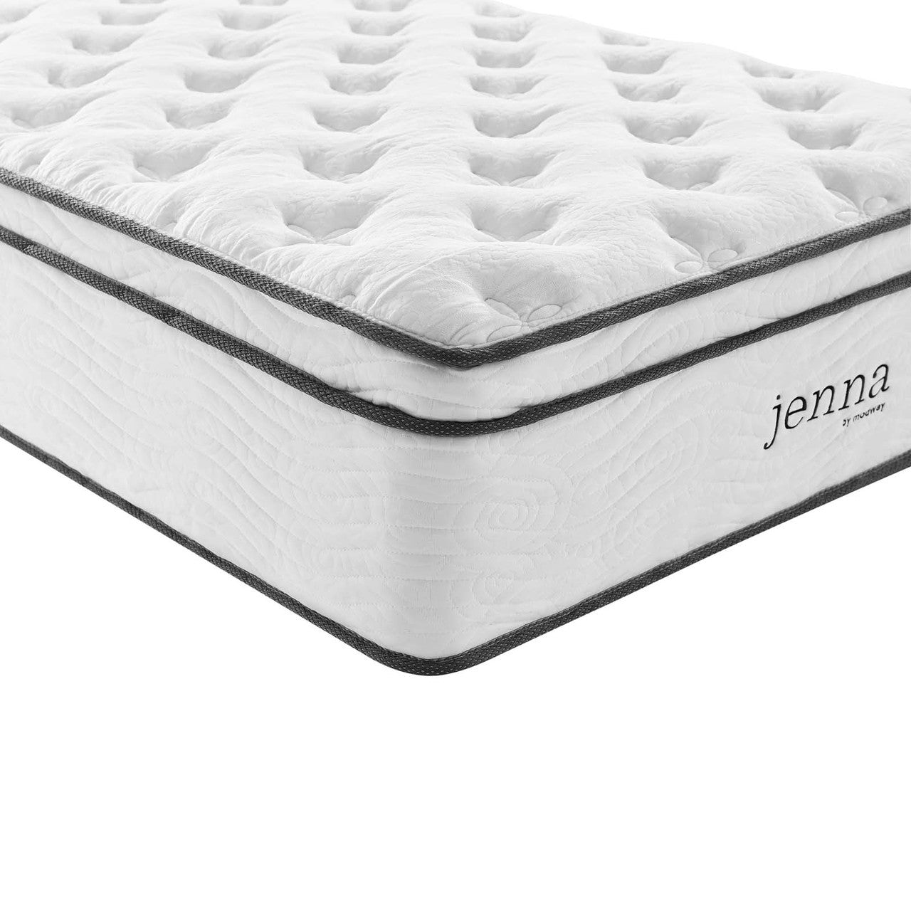 Jenna 14" Twin Innerspring Mattress, , Fabric, White, 15581