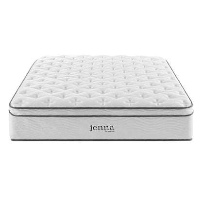 Jenna 14" Full Innerspring Mattress, Full Size, Fabric, White, 15908