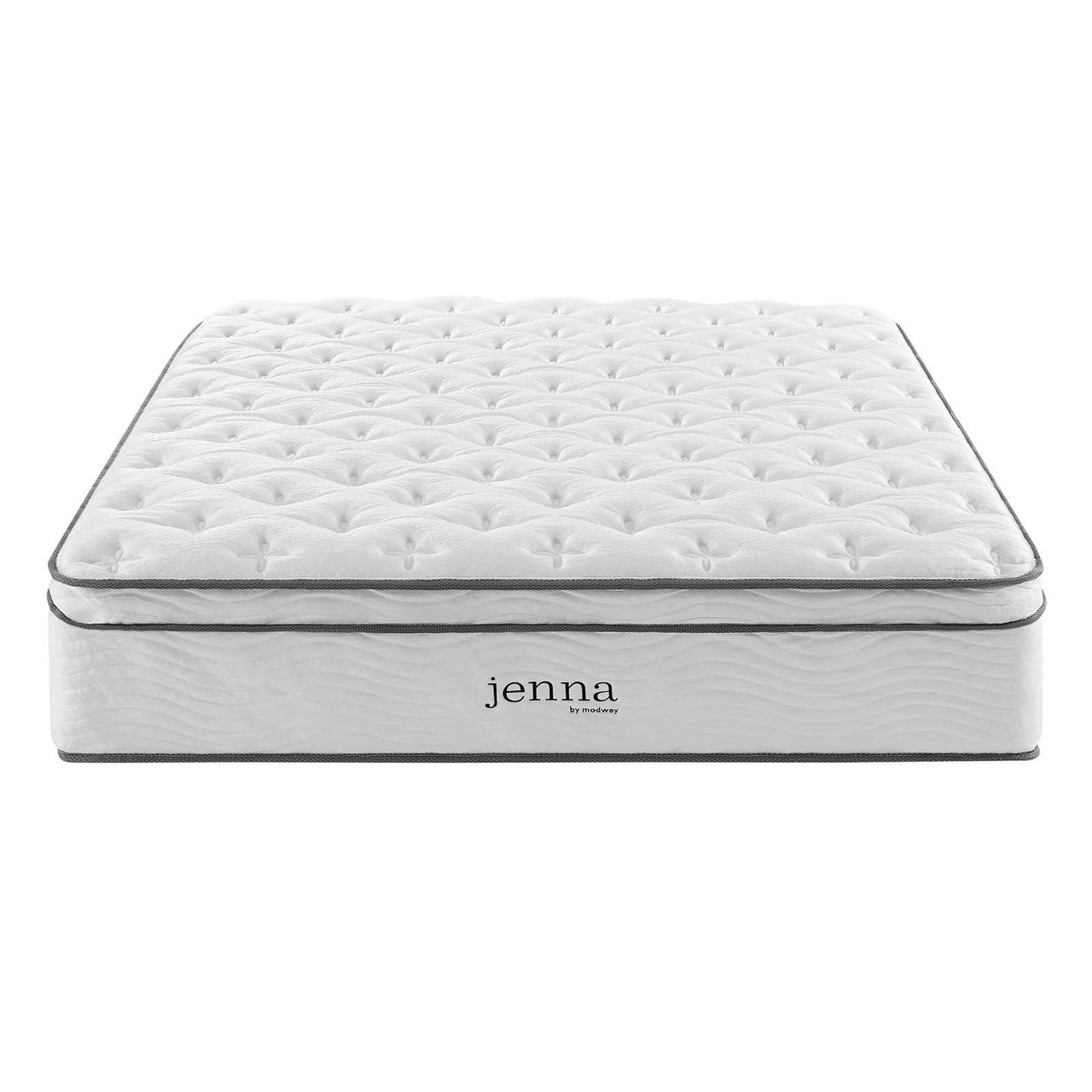 Jenna 14" Queen Innerspring Mattress, Queen Size, Fabric, White, 15909