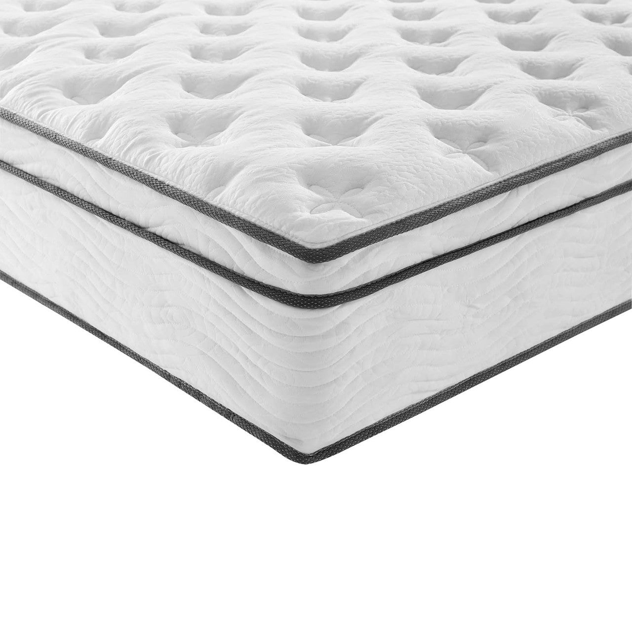 Jenna 14" King Innerspring Mattress, King Size, Fabric, White, 15910
