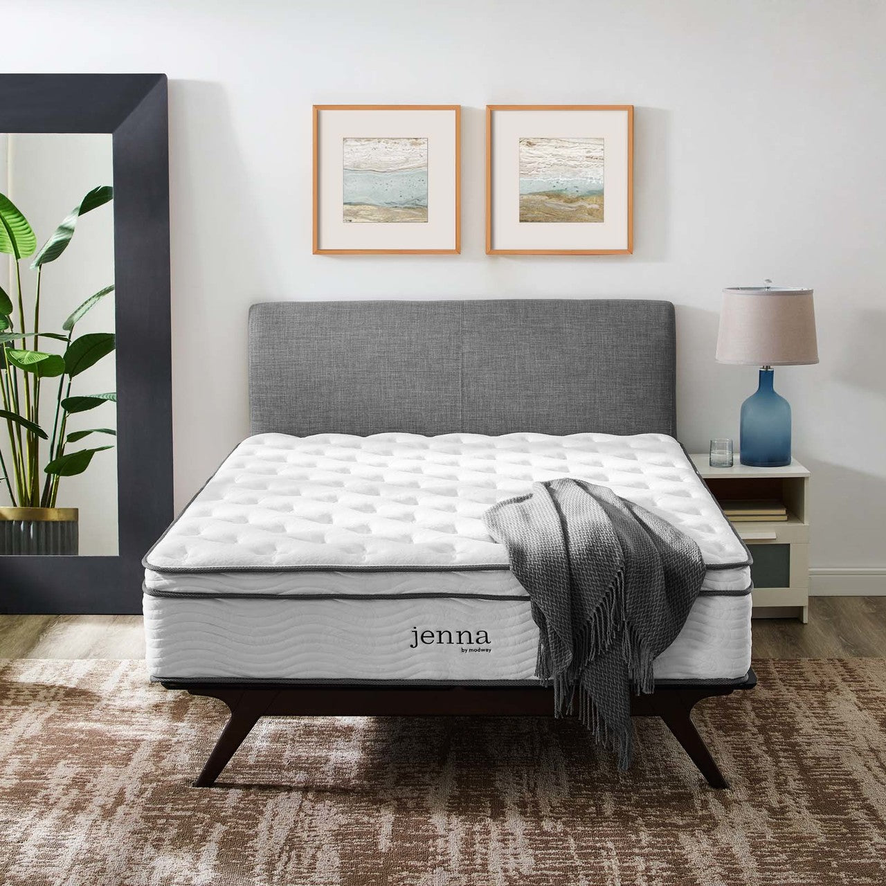 Jenna 14" King Innerspring Mattress, King Size, Fabric, White, 15910
