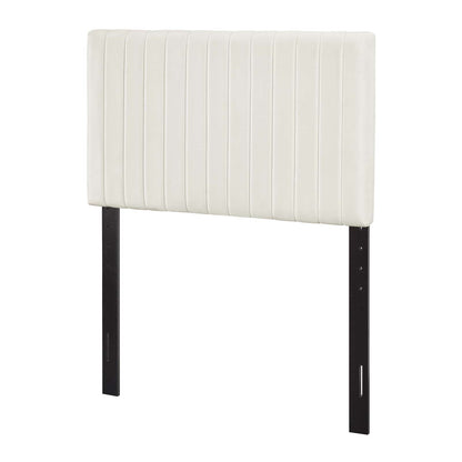 Keira Twin Performance Velvet Headboard, Velvet Fabric, Ivory White, 17769