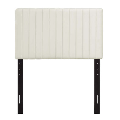 Keira Twin Performance Velvet Headboard, Velvet Fabric, Ivory White, 17769