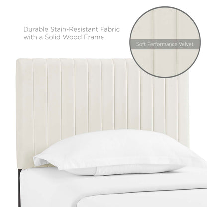 Keira Twin Performance Velvet Headboard, Velvet Fabric, Ivory White, 17769