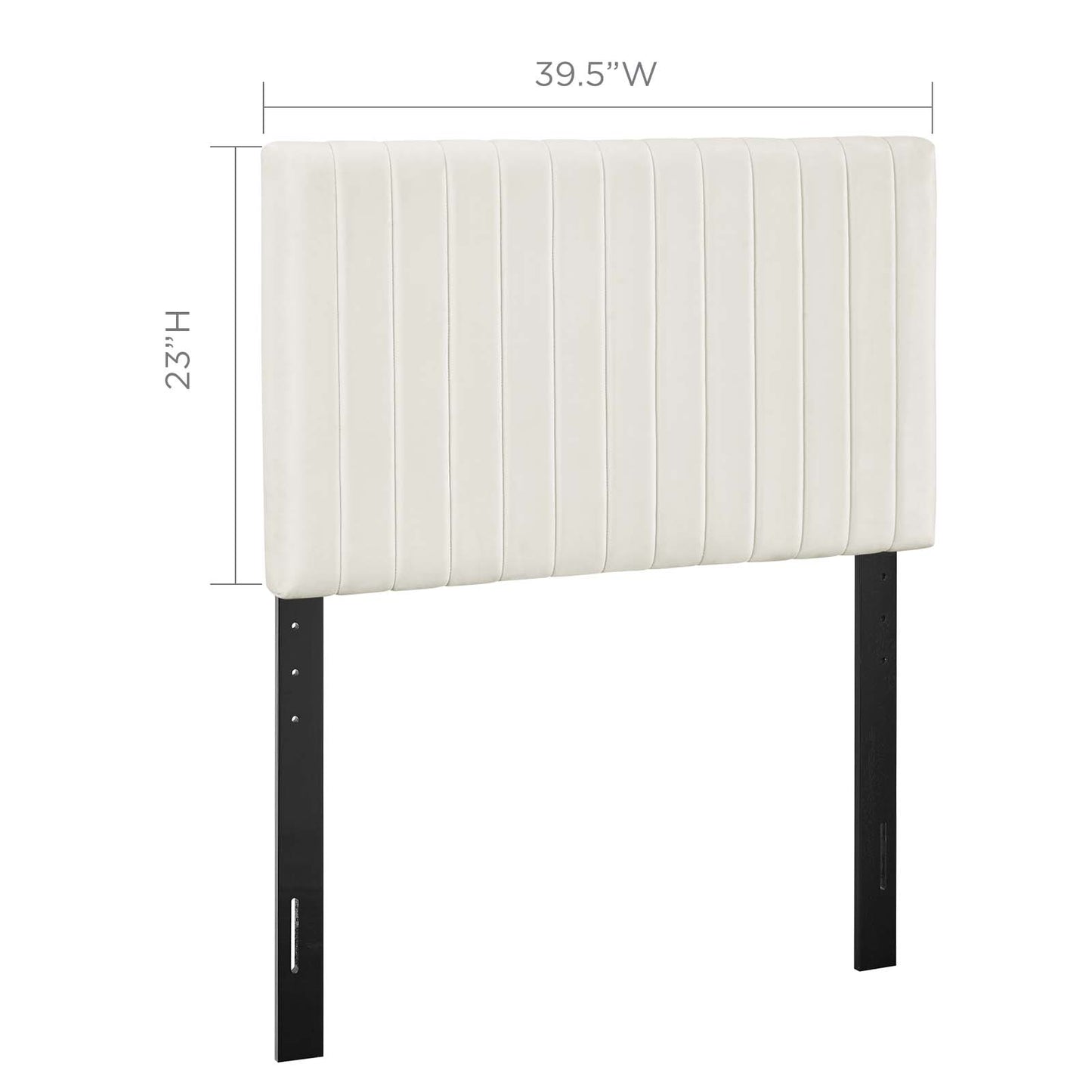 Keira Twin Performance Velvet Headboard, Velvet Fabric, Ivory White, 17769