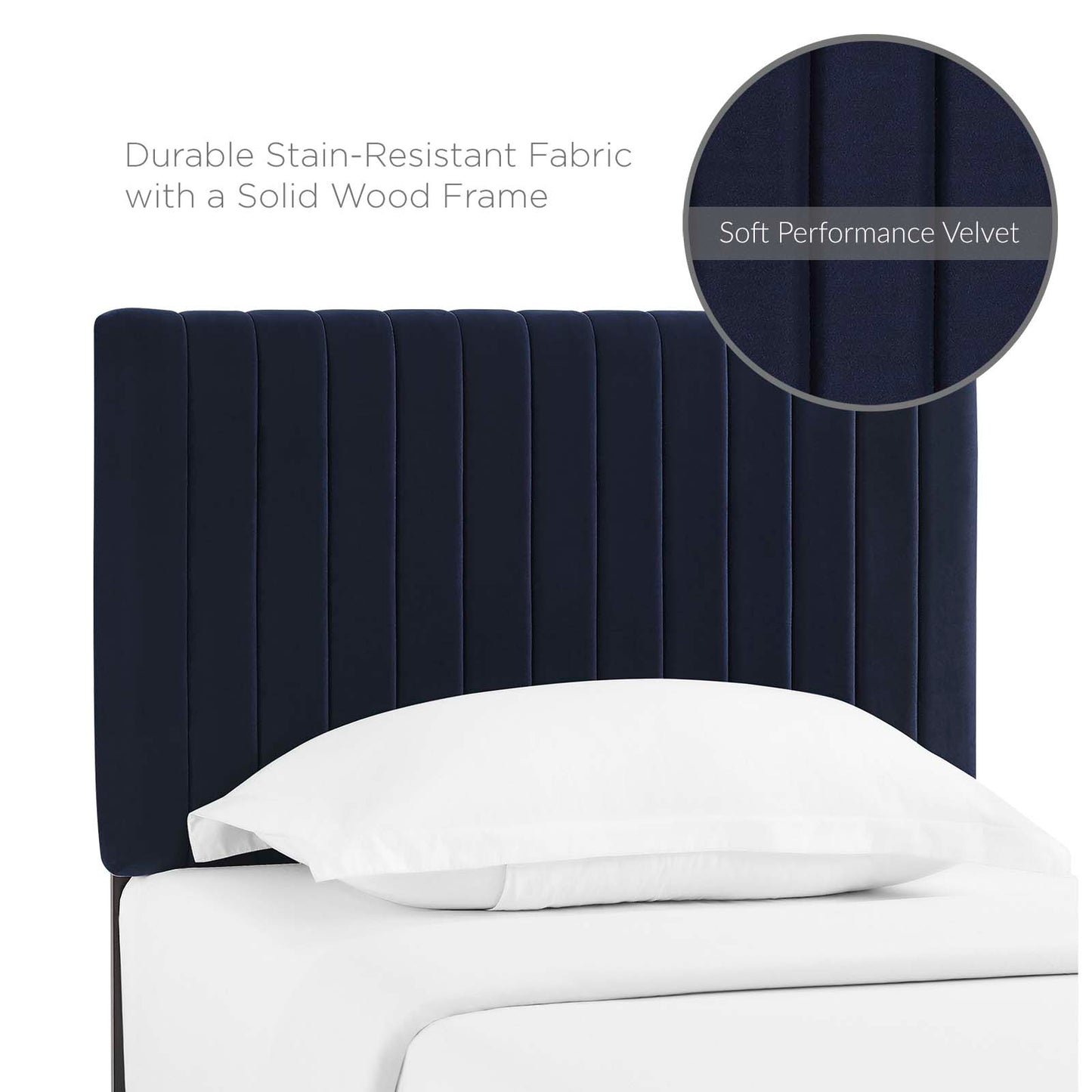 Keira Twin Performance Velvet Headboard, Velvet Fabric, Navy Blue, 17771