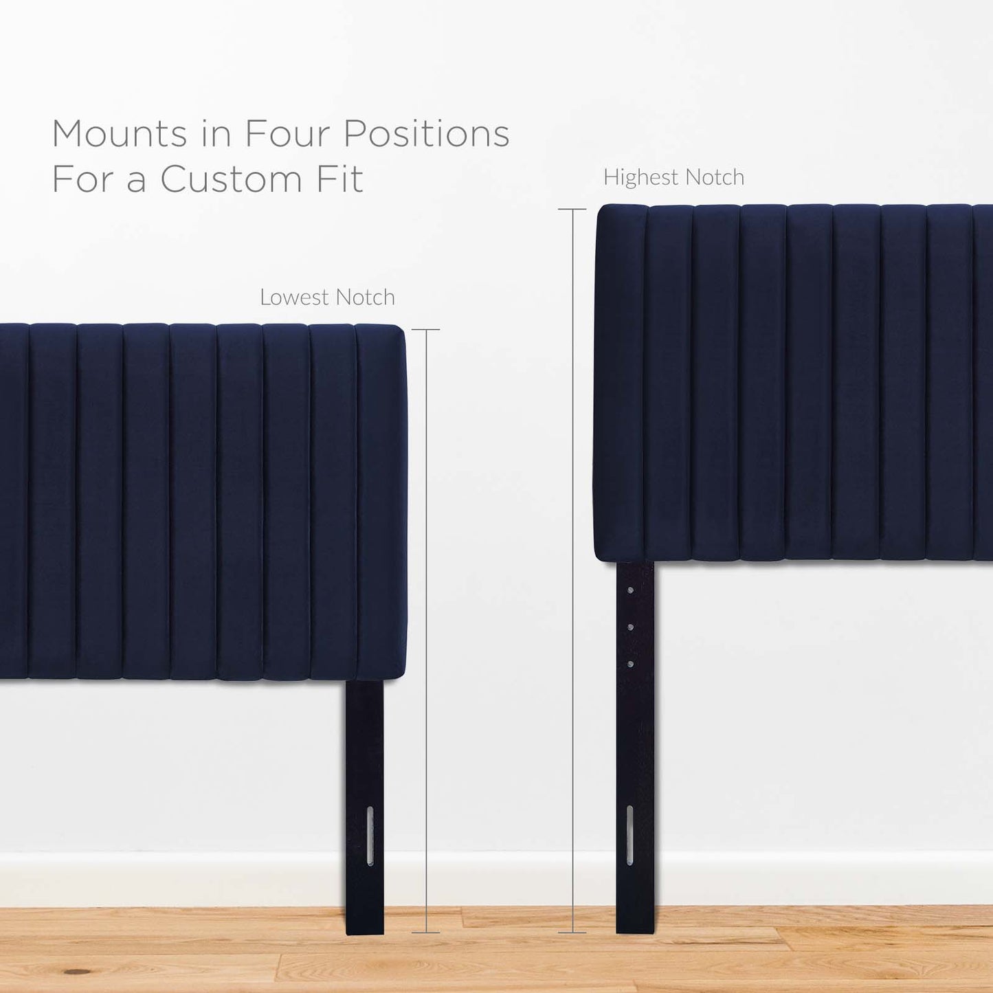 Keira Twin Performance Velvet Headboard, Velvet Fabric, Navy Blue, 17771