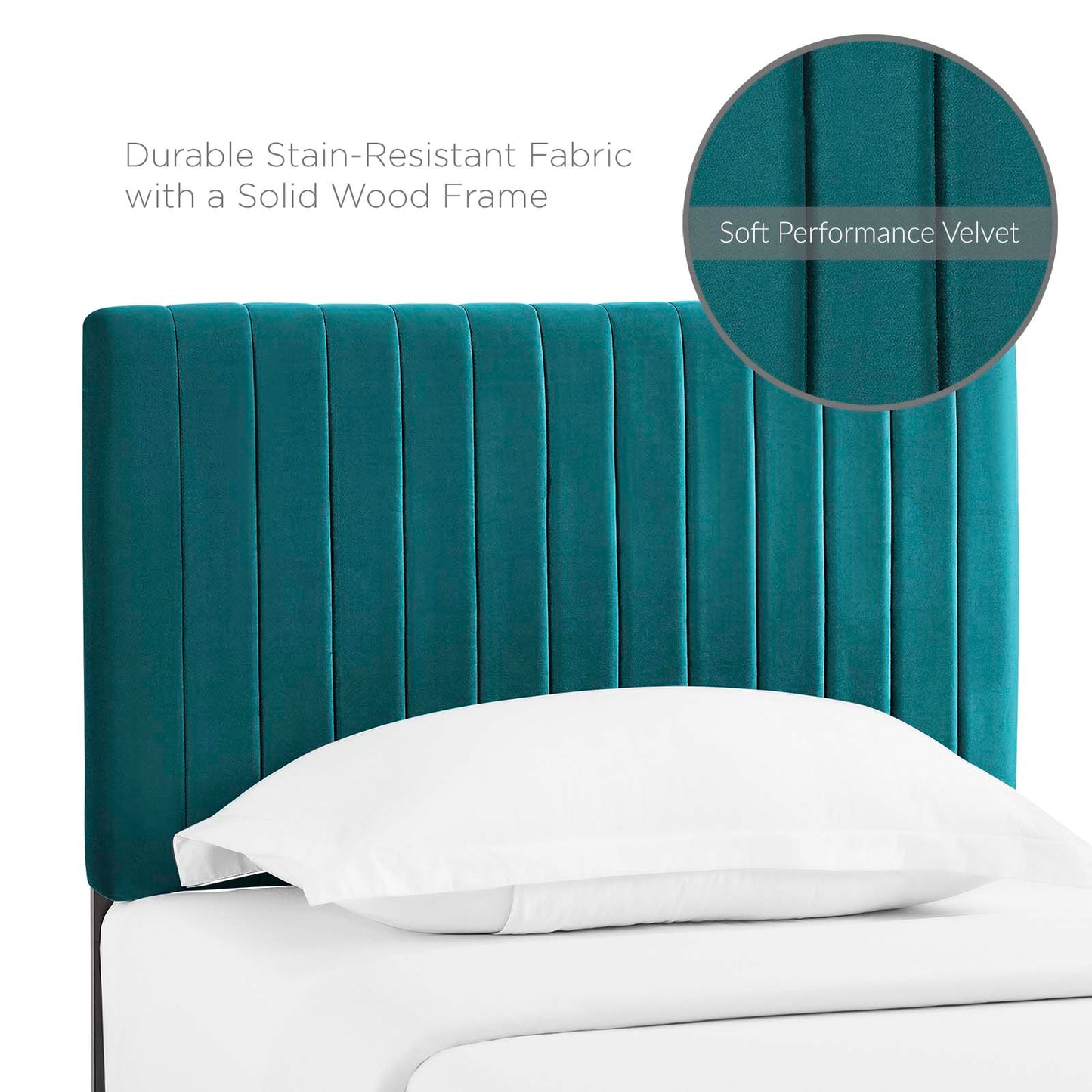 Keira Twin Performance Velvet Headboard, Velvet Fabric, Aqua Blue, 17772