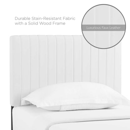 Keira Twin Faux Leather Headboard, Faux Vinyl Leather, White, 17773