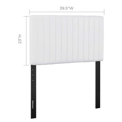 Keira Twin Faux Leather Headboard, Faux Vinyl Leather, White, 17773