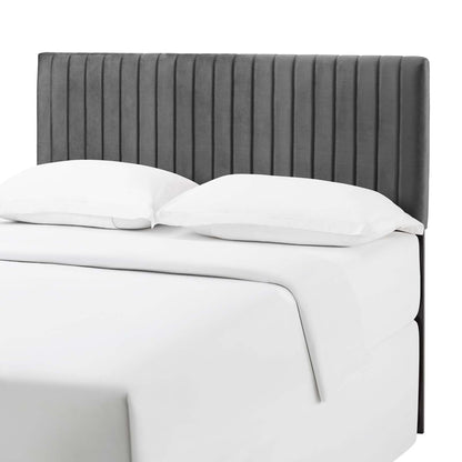 Keira Full/Queen Performance Velvet Headboard, Velvet Fabric, Grey Gray, 17775
