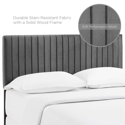 Keira Full/Queen Performance Velvet Headboard, Velvet Fabric, Grey Gray, 17775