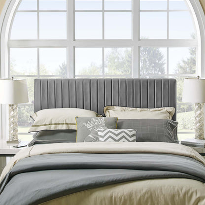 Keira Full/Queen Performance Velvet Headboard, Velvet Fabric, Grey Gray, 17775