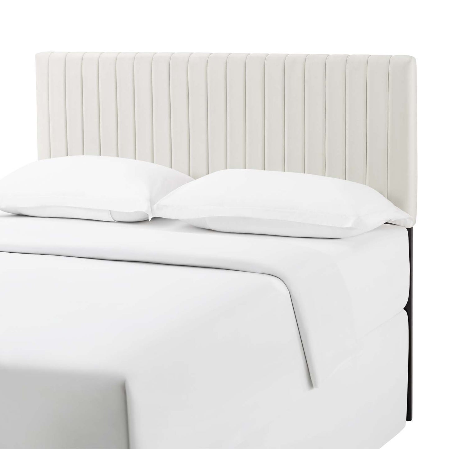 Keira Full/Queen Performance Velvet Headboard, Velvet Fabric, Ivory White, 17776