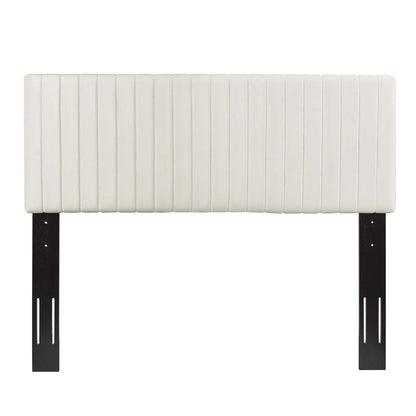 Keira Full/Queen Performance Velvet Headboard, Velvet Fabric, Ivory White, 17776