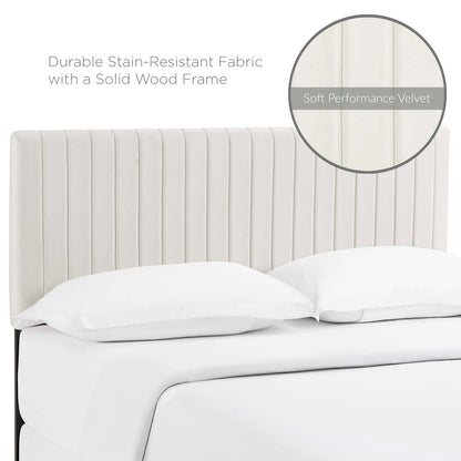 Keira Full/Queen Performance Velvet Headboard, Velvet Fabric, Ivory White, 17776