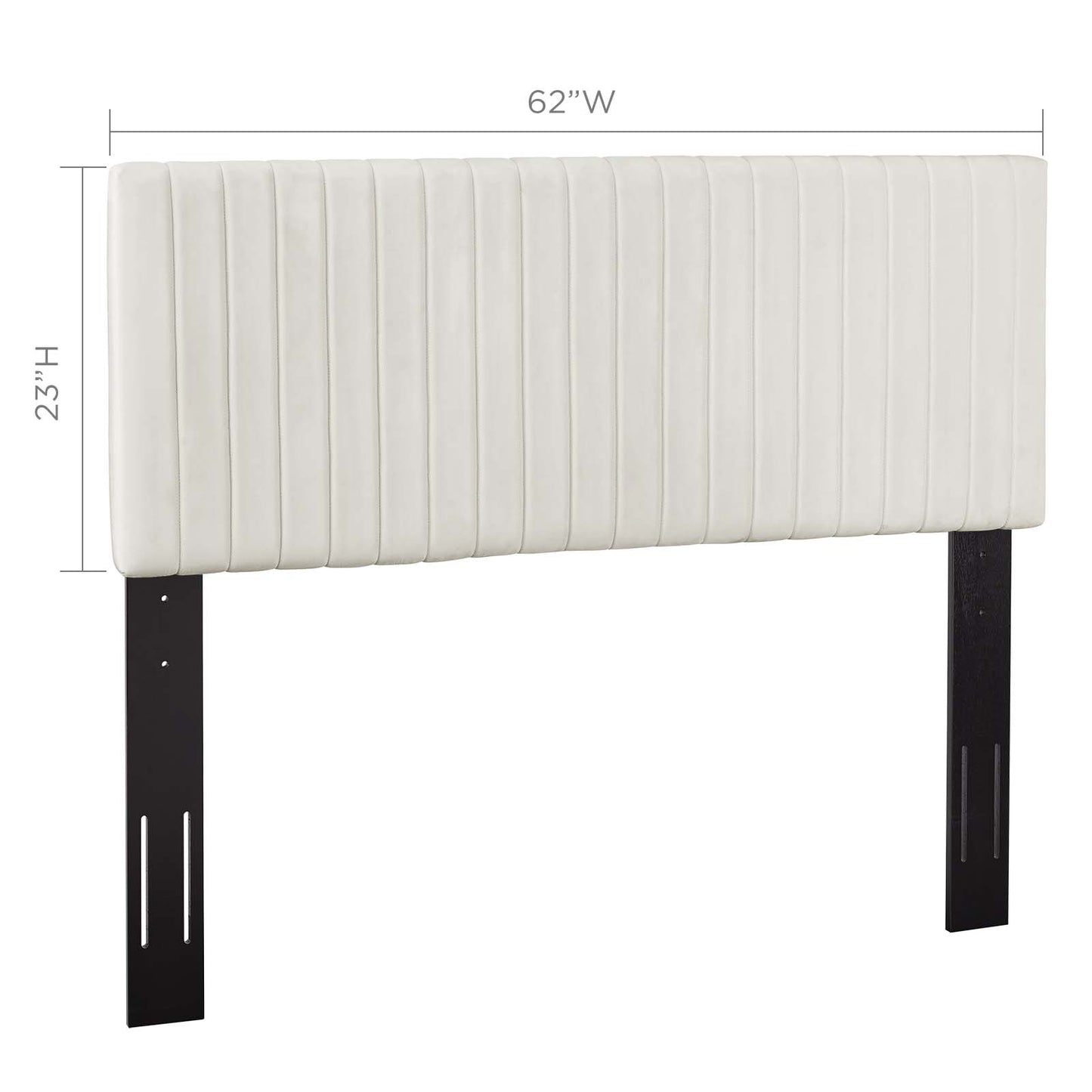 Keira Full/Queen Performance Velvet Headboard, Velvet Fabric, Ivory White, 17776