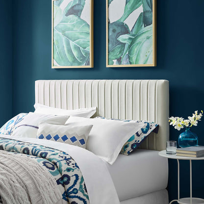 Keira Full/Queen Performance Velvet Headboard, Velvet Fabric, Ivory White, 17776