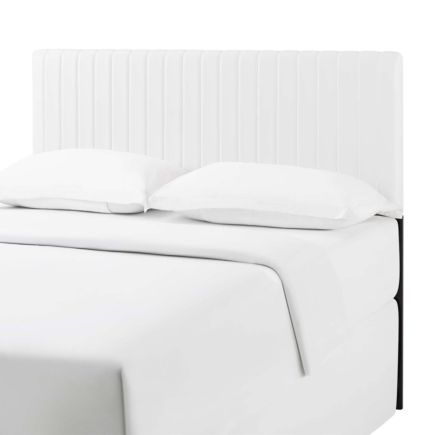 Keira Full/Queen Faux Leather Headboard, Faux Vinyl Leather, White, 17780
