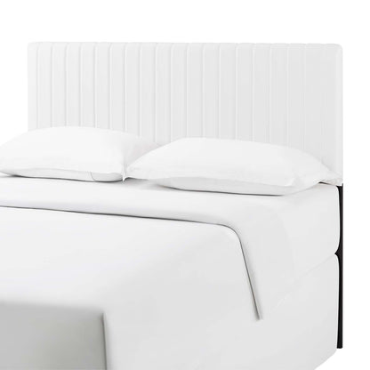 Keira Full/Queen Faux Leather Headboard, Faux Vinyl Leather, White, 17780