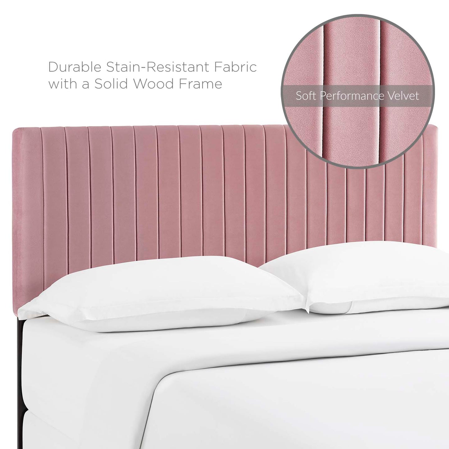 Keira King/California King Performance Velvet Headboard, Velvet Fabric, Pink, 17781