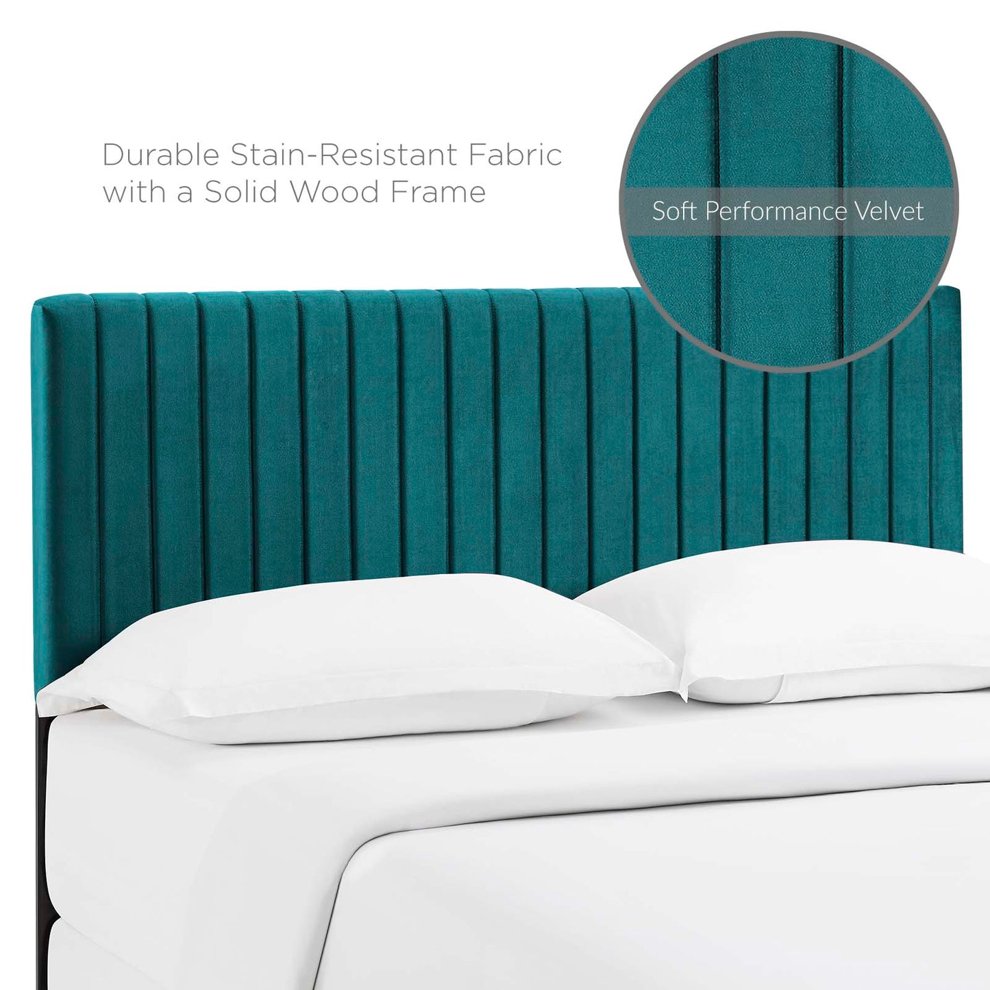 Keira King/California King Performance Velvet Headboard, Velvet Fabric, Aqua Blue, 17786