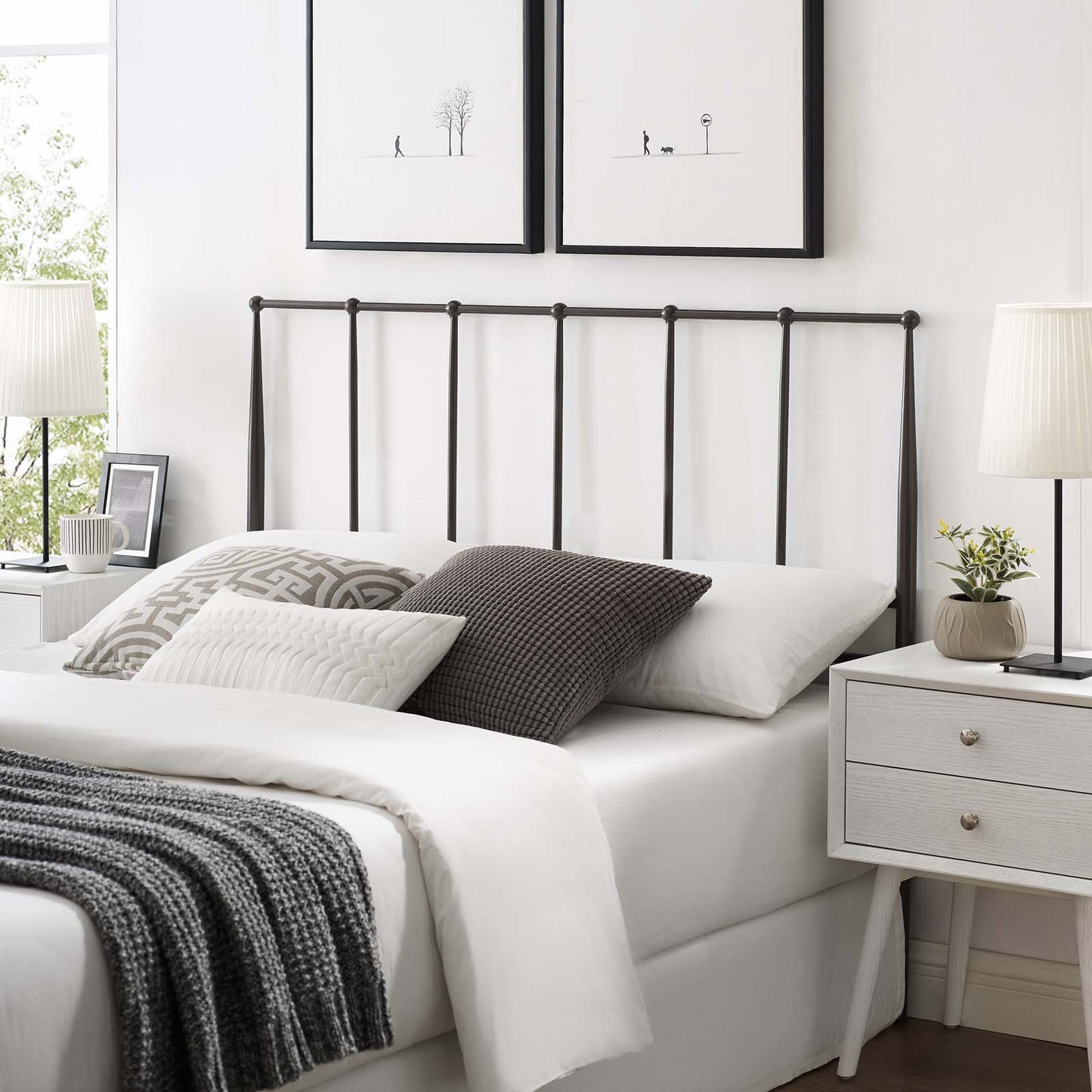 Kiana Full Metal Stainless Steel Headboard, Stainless Steel Metal, Brown, 17790