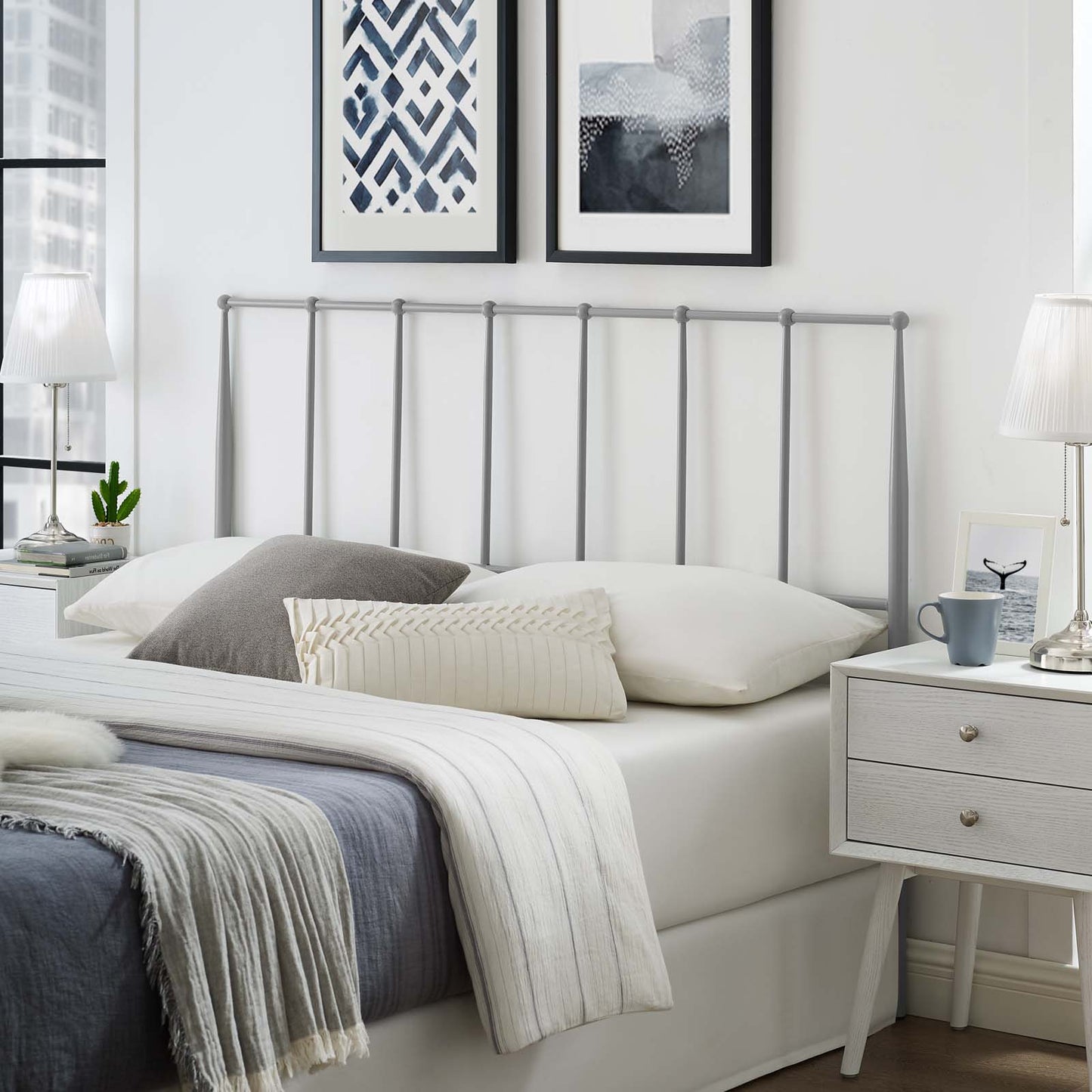 Kiana Full Metal Stainless Steel Headboard, Stainless Steel Metal, Grey Gray, 17791