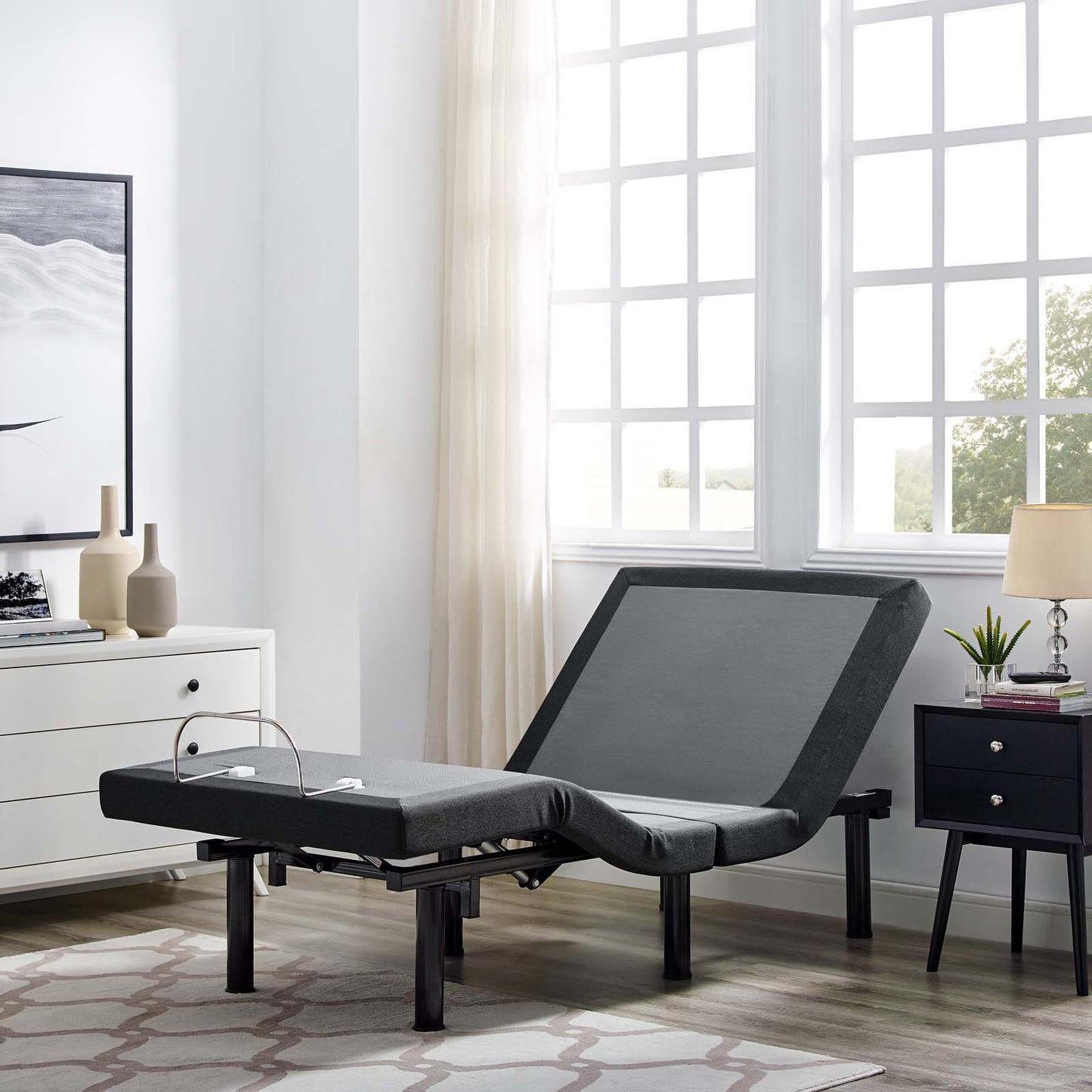 Transform Adjustable Twin XL Wireless Remote Bed Base, Fabric, Grey Gray, 17799