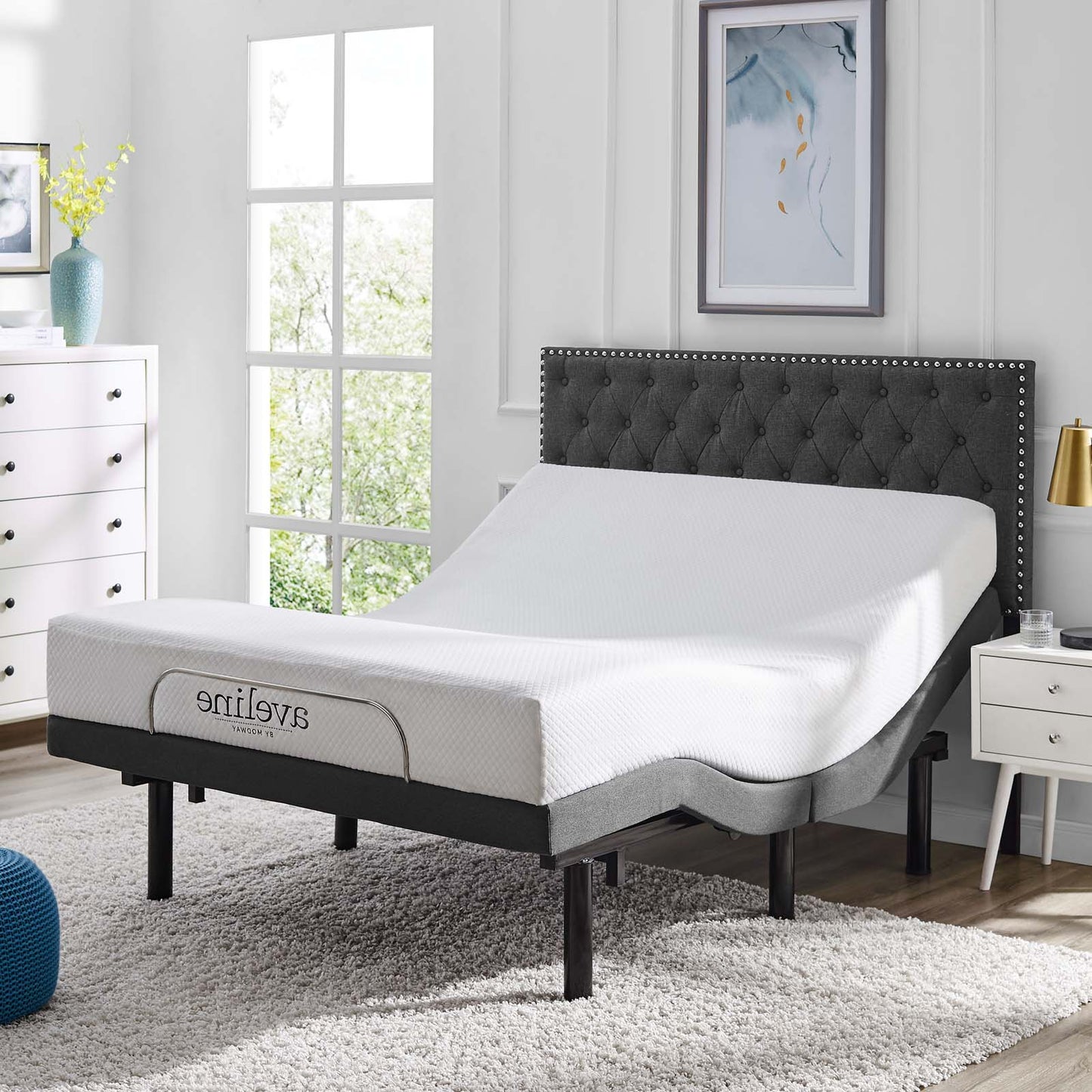 Transform Adjustable Queen Wireless Remote Bed Base, Fabric, Grey Gray, 17800