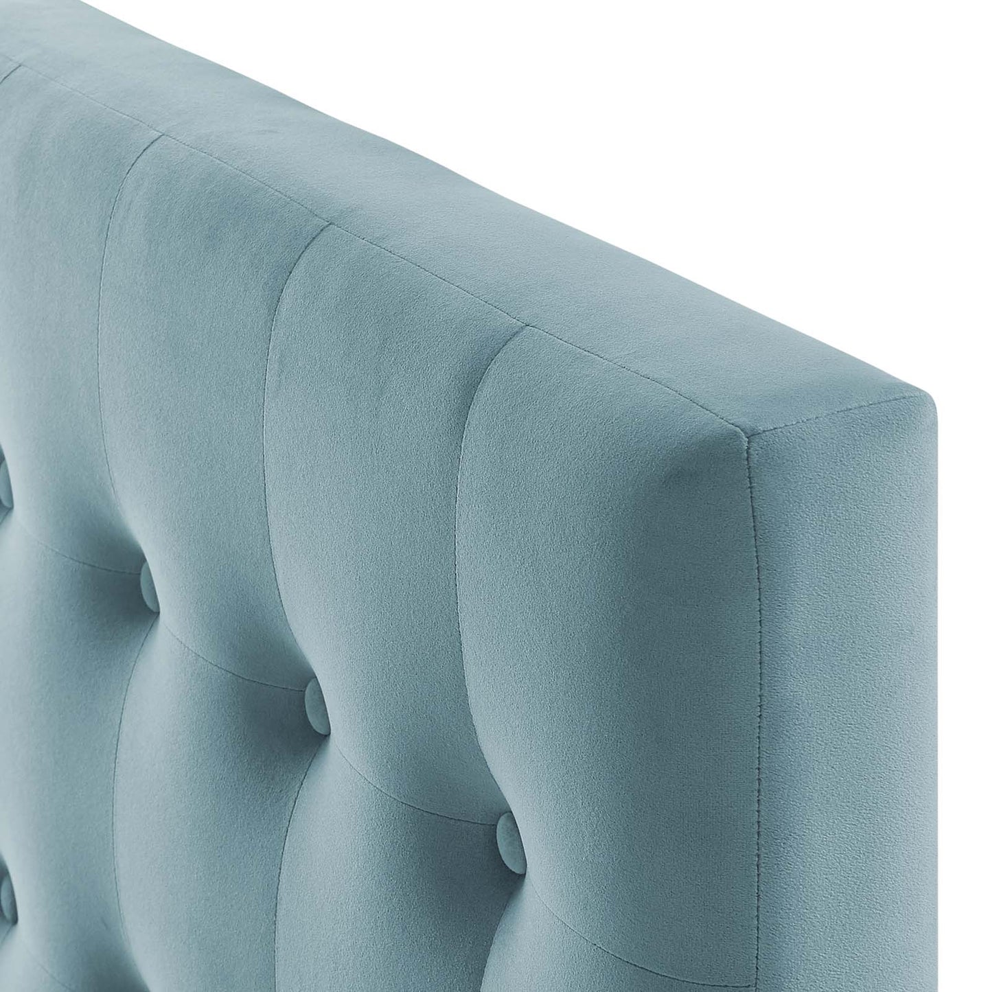 Emily Twin Biscuit Tufted Performance Velvet Headboard, Velvet Fabric, Light Blue, 17909