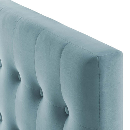 Emily Twin Biscuit Tufted Performance Velvet Headboard, Velvet Fabric, Light Blue, 17909